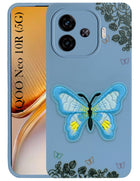 For Vivo iQOO Neo 10R Back Cover Case (Soft Butterfly Embroidery | Women Teen Girls | Camera Protection| Matte Silicone)