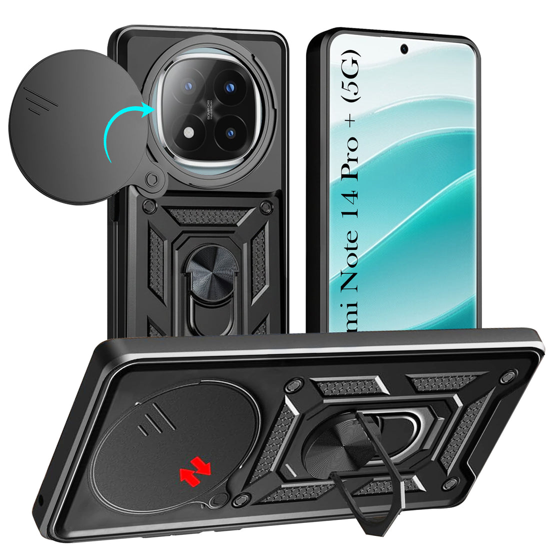 For Redmi Note 14 Pro Plus Back Cover Case (Hybrid Dual Armor Polycarbonate)