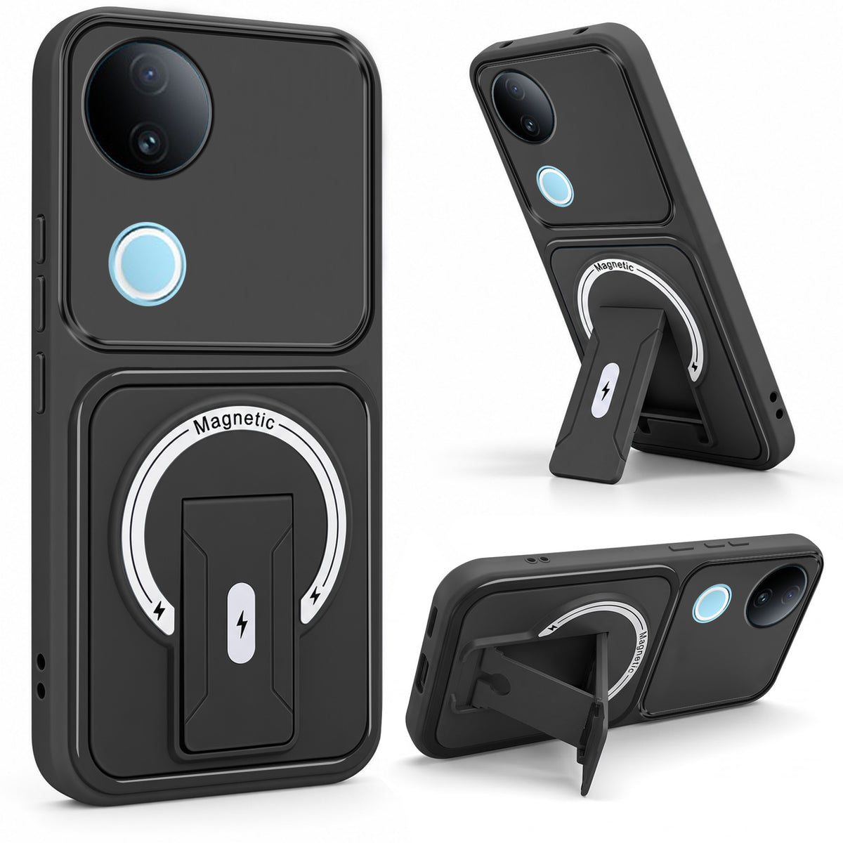 For Vivo iQOO Z10R Back Case Cover Metallic (Hybrid Armor Kickstand | MagSafe Compatible | Camera Protection Shockproof)