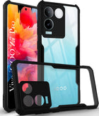 For Vivo iQOO Z7 Pro Back Cover Case (Shockproof with Polycarbonate Clear Panel | Professional Black)