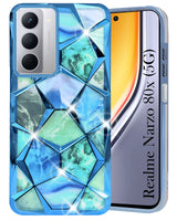 For Realme Narzo 80x Back Cover Case Girls (Dual Design Glitter Sparkle and Detachable Diamond Print Case | Soft and Flexible)