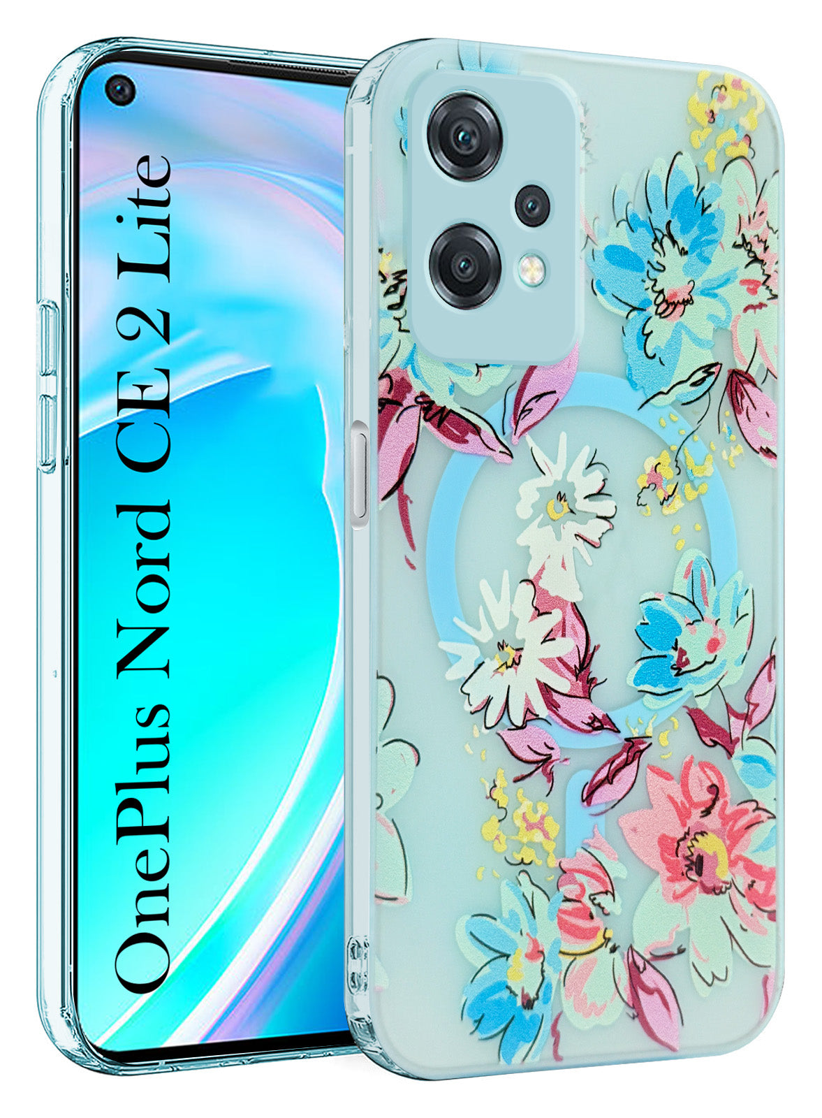 For OnePlus Nord CE 2 Lite Back Cover Case (Cute Floral Design | Flower Print for Girls | MagSafe Compatible Wireless Charging)