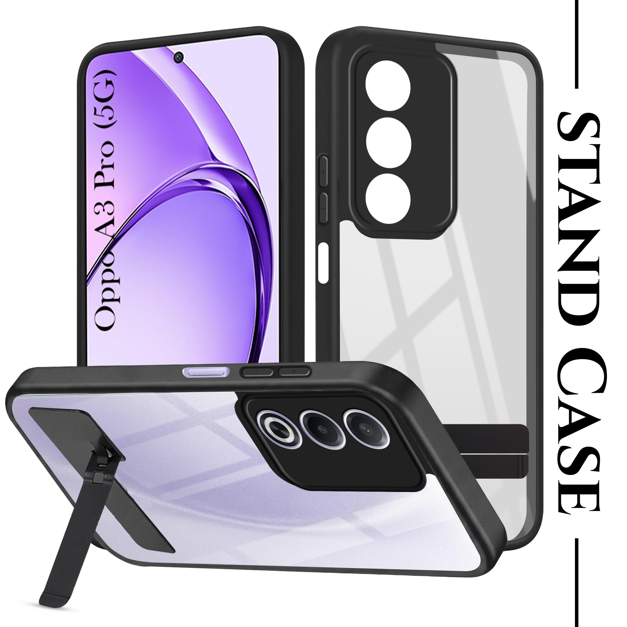For Oppo A3 Pro 5G Back Cover Case (Built-in Stand | Lifetime Anti Yellow | Kickstand Shockproof | Camera Protection | MagSafe Compatible)