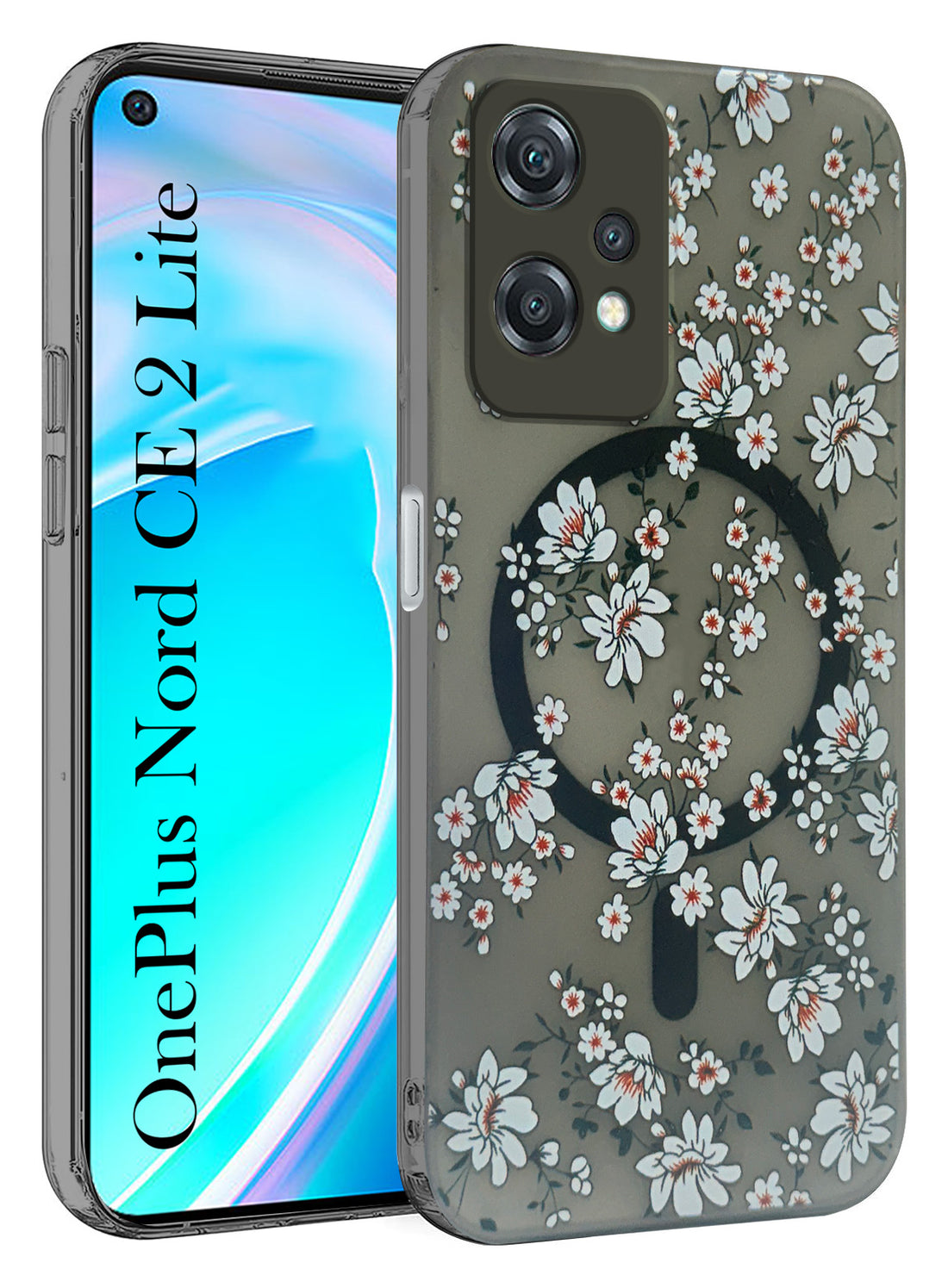 For OnePlus Nord CE 2 Lite Back Cover Case (Cute Floral Design | Flower Print for Girls | MagSafe Compatible Wireless Charging)