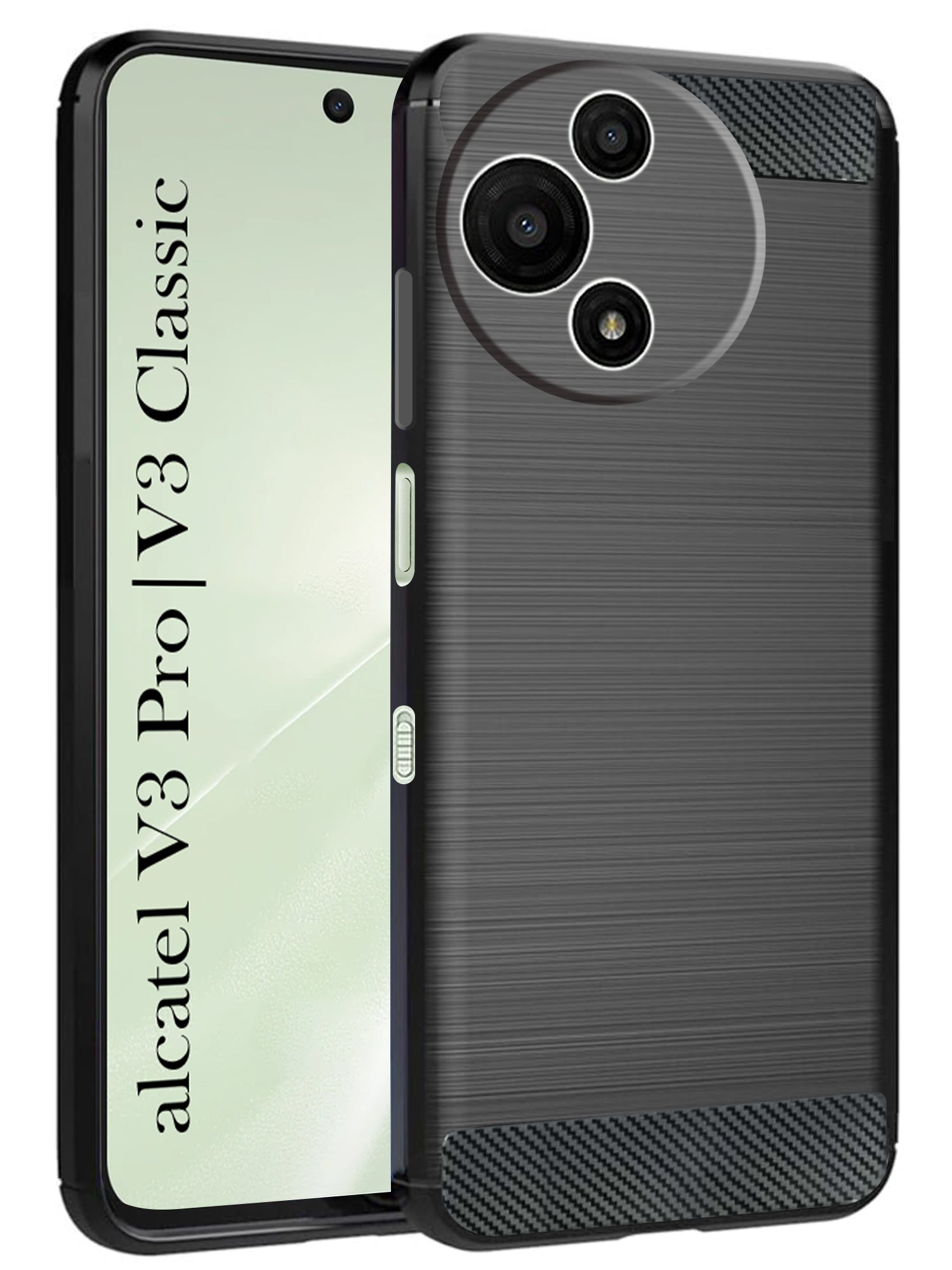 For Alcatel V3 Pro | Alcatel V3 Classic Back Cover Case ( Hybrid Armor Case | Carbon Fiber Shockproof | Soft and Flexible | Black )