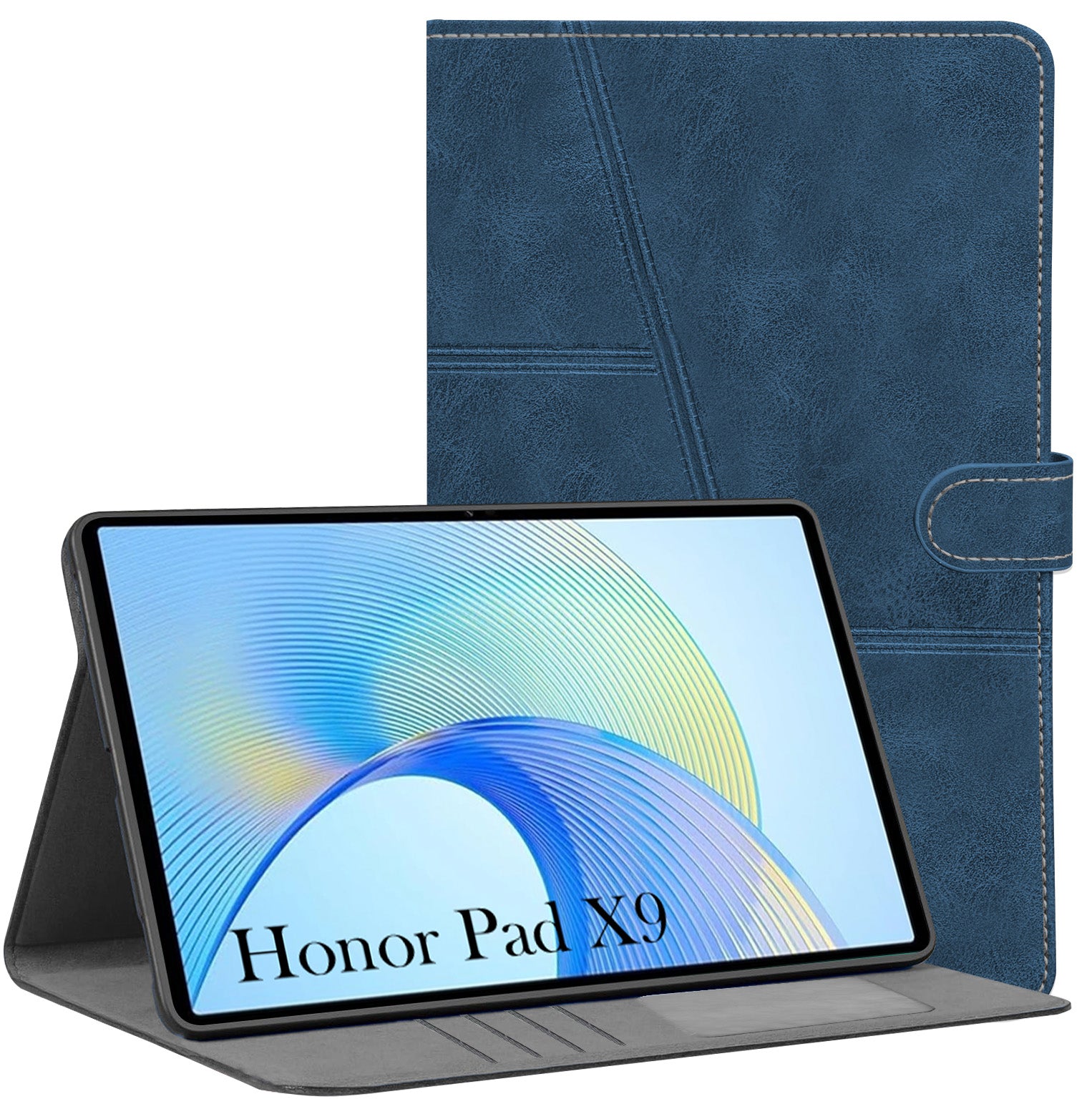 For Honor Pad X9 11.5 Inch Flip Cover Folio Case (PU Leather | Multi-Angle Smart Stand | Card Storage Slots | Silicone Back Pouch)