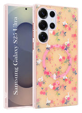 For Samsung Galaxy S25 Ultra Back Cover Case (Cute Floral Design | Flower Print for Girls | MagSafe Compatible Wireless Charging)