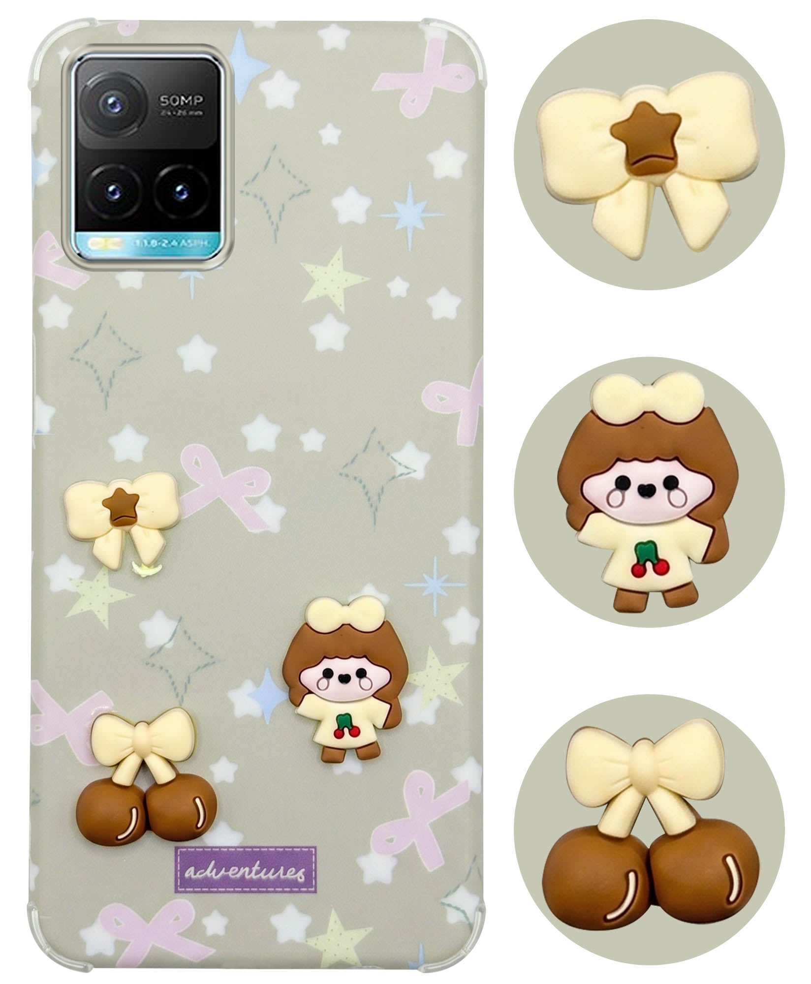 For Vivo Y33T | Vivo Y21T | Vivo Y21s Back Cover Case (3D Cute Cartoons | Hard Back Side Soft | Matte Premium Finish | HD Printing)