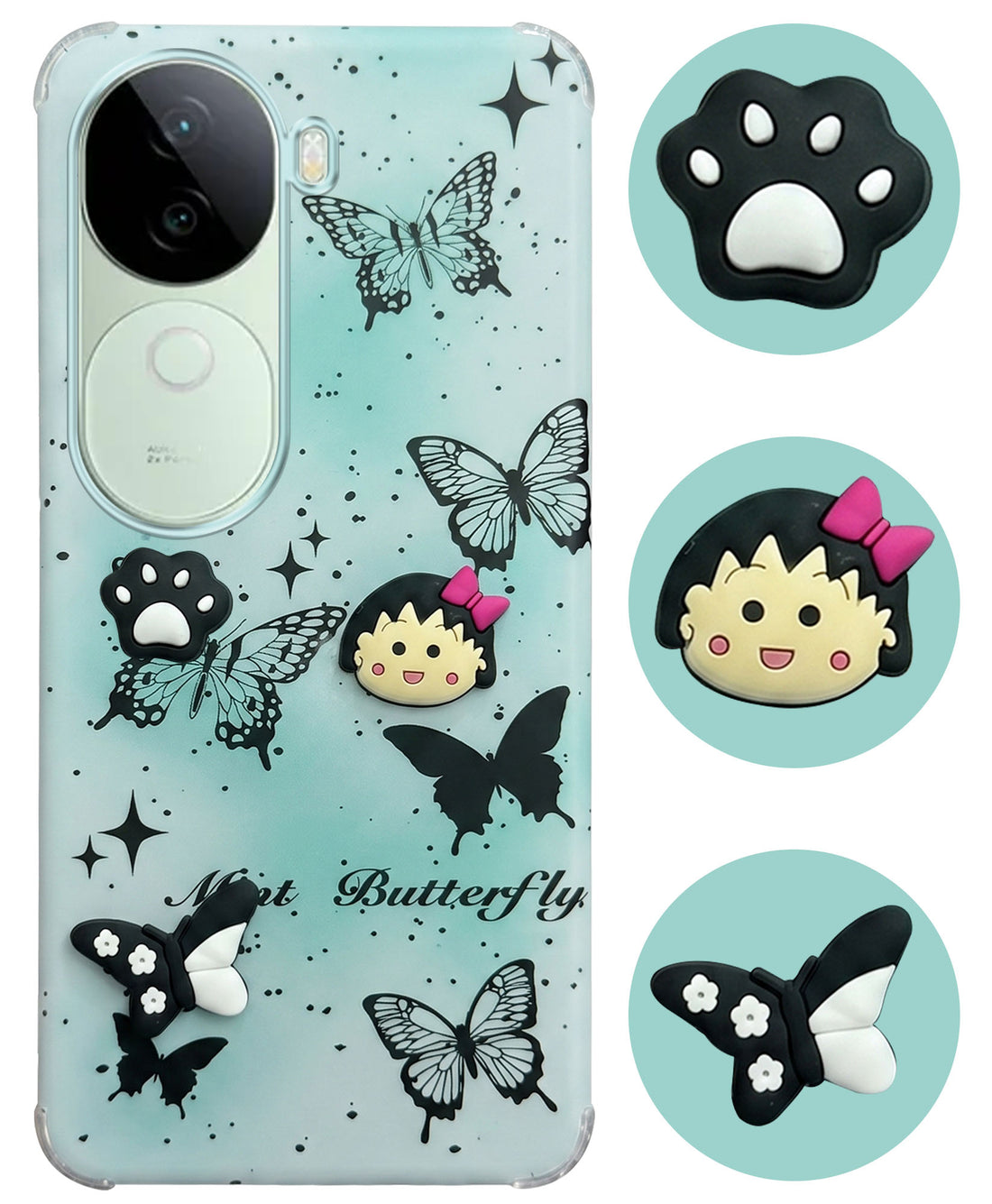 For Vivo V40e Back Cover Case (3D Cute Cartoons | Hard Back Side Soft | Matte Premium Finish | HD Printing)