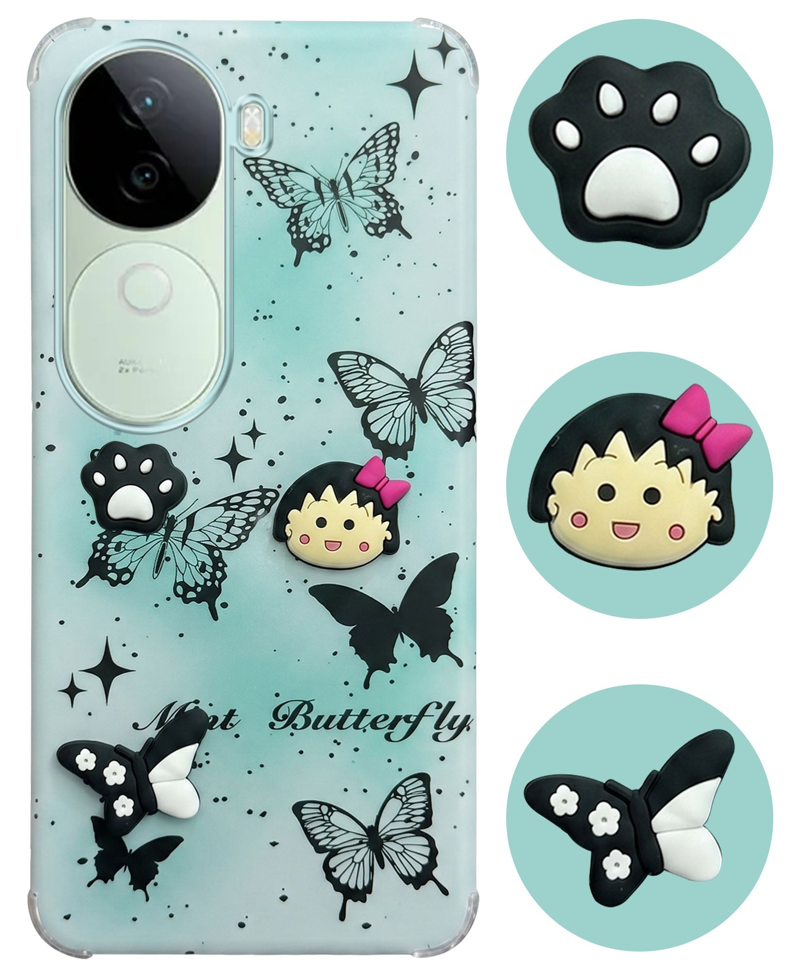 For Vivo V40e Back Cover Case (3D Cute Cartoons | Hard Back Side Soft | Matte Premium Finish | HD Printing)