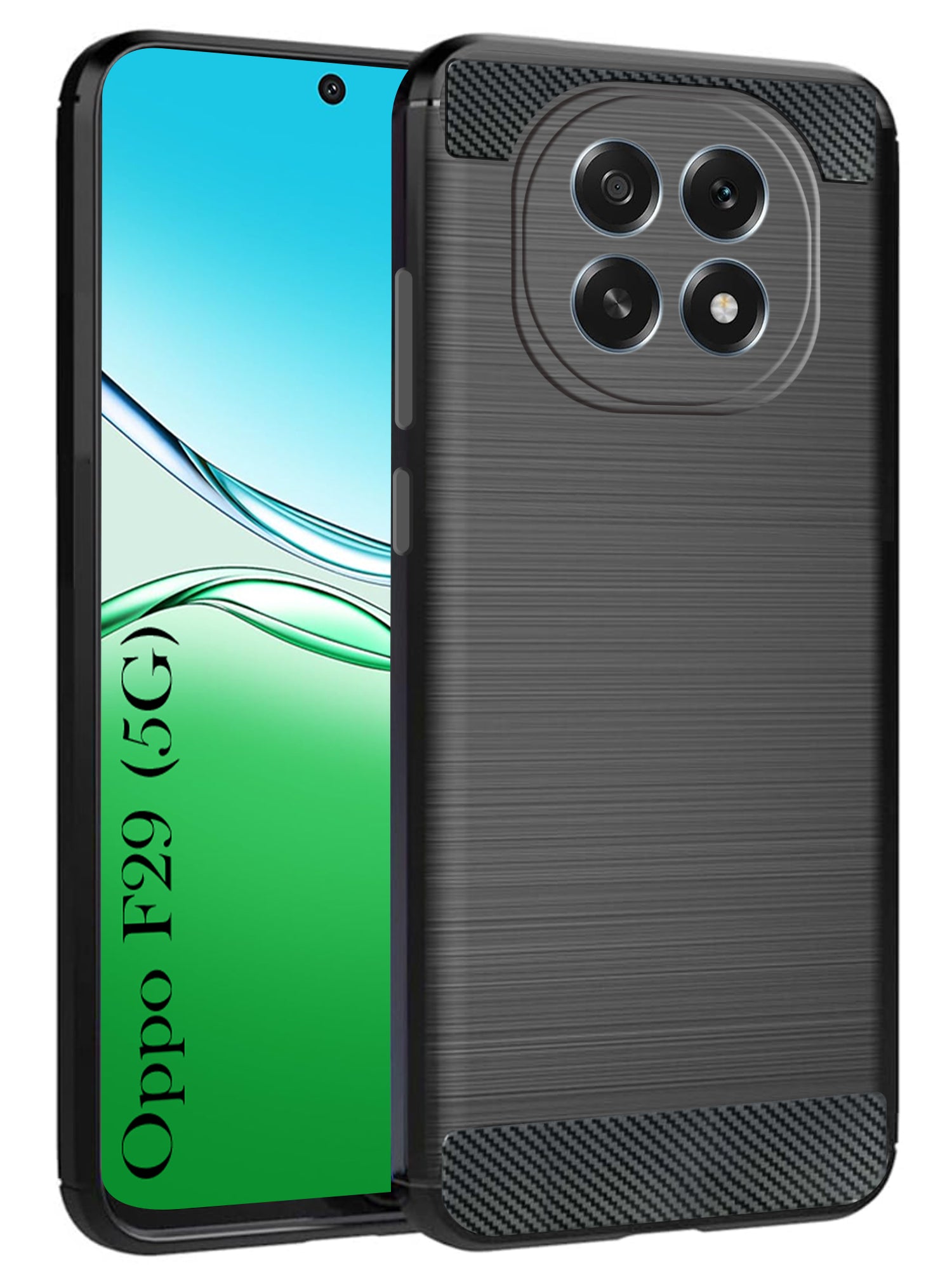 For Oppo F29 Back Cover Case ( Hybrid Armor Case | Carbon Fiber Shockproof | Soft and Flexible | Black )