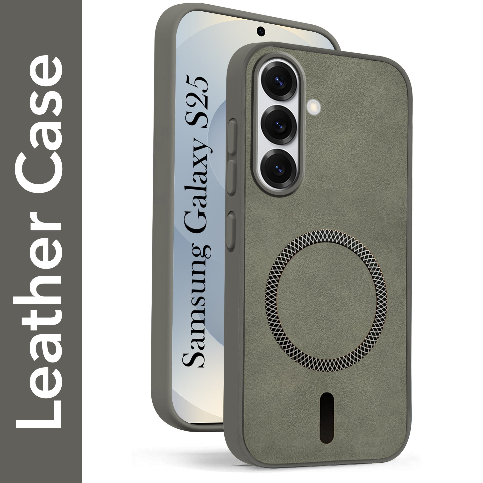 For Samsung Galaxy S25 Back Cover Case (Sleek Leather Finish | MagSafe Compatible Wireless Charging | Camera Bump Protection)