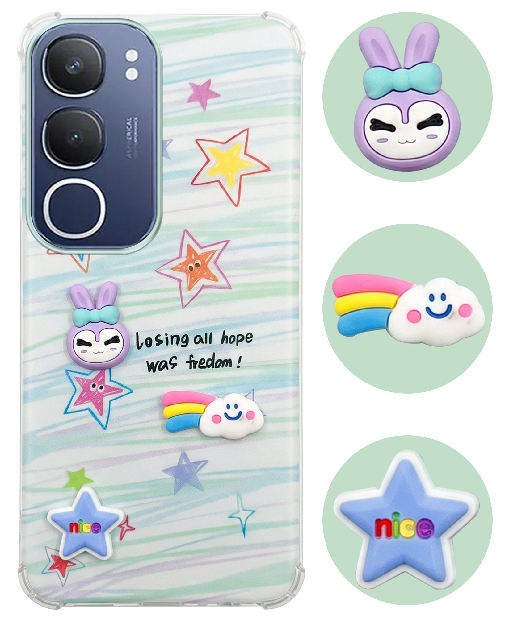 For Vivo Y29 Back Cover Case (3D Cute Cartoons | Hard Back Side Soft | Matte Premium Finish | HD Printing)