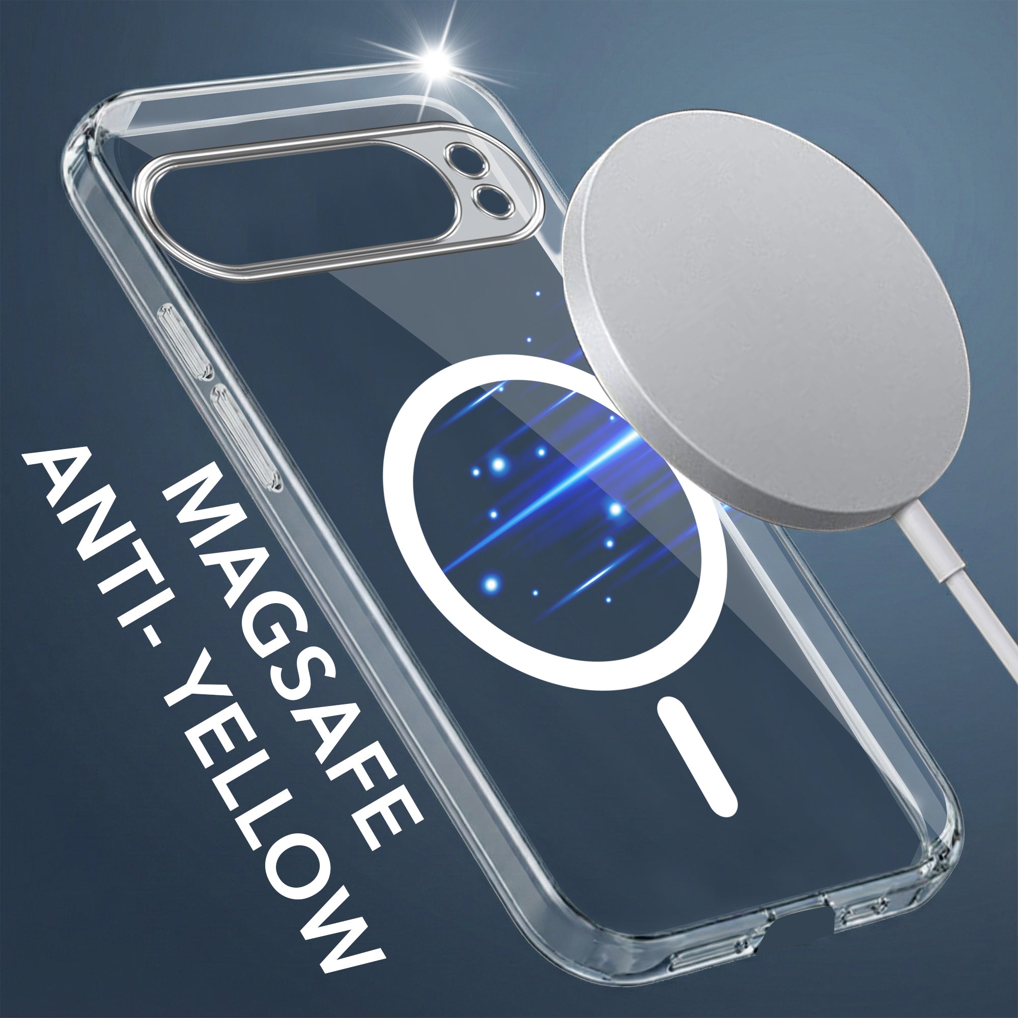 For Google Pixel 9 Pro XL Back Cover Shockproof Crystal-Clear (MagSafe Wireless Support | Drop & Camera Protection | Hard Polycarbonate)