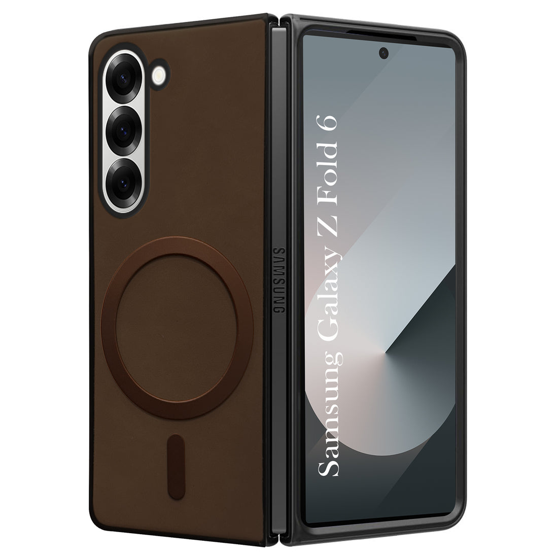 For Samsung Galaxy Z Fold 6 5G Back Cover Case (MagSafe Wireless Charging Compatible | Sleek Leather Finish | Inside Microfiber Cloth)