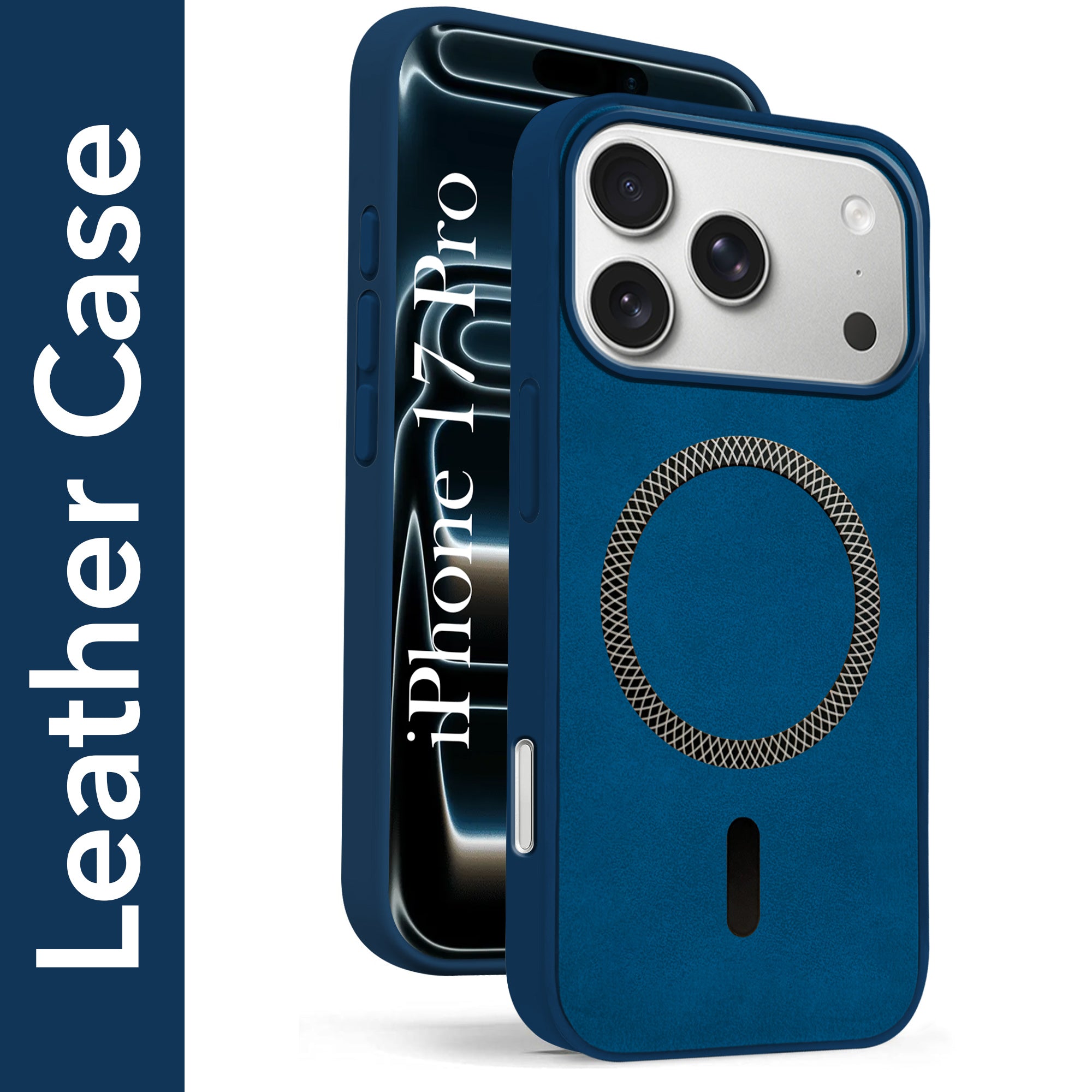 For Apple iPhone 17 Pro Back Cover Case Leather Finish (MagSafe Compatible Wireless Charging | Soft Touch | Camera Bump Protection)
