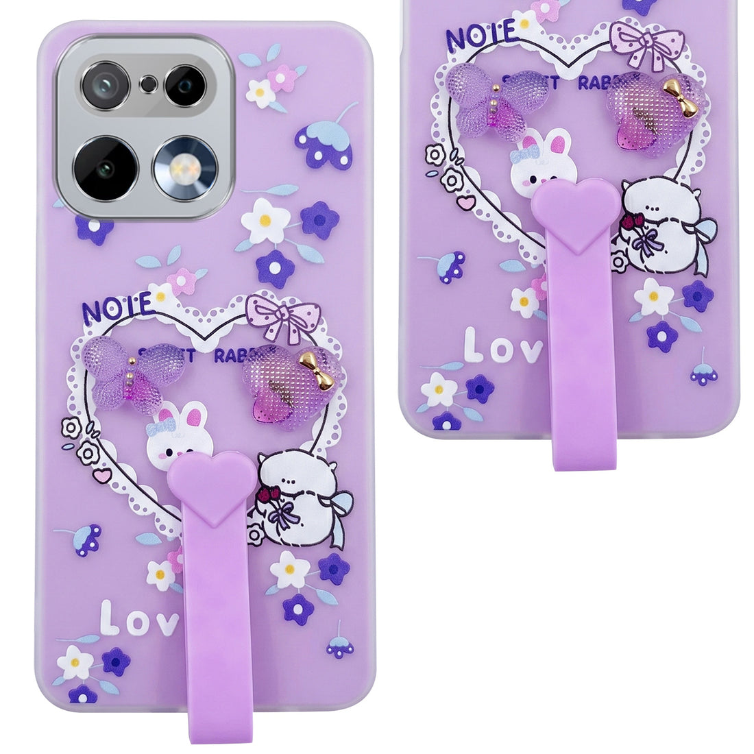 For Realme 16 Pro Back Cover Case (3D Cute Heart Strap Holder | Camera Protection | Designer Girls Print)