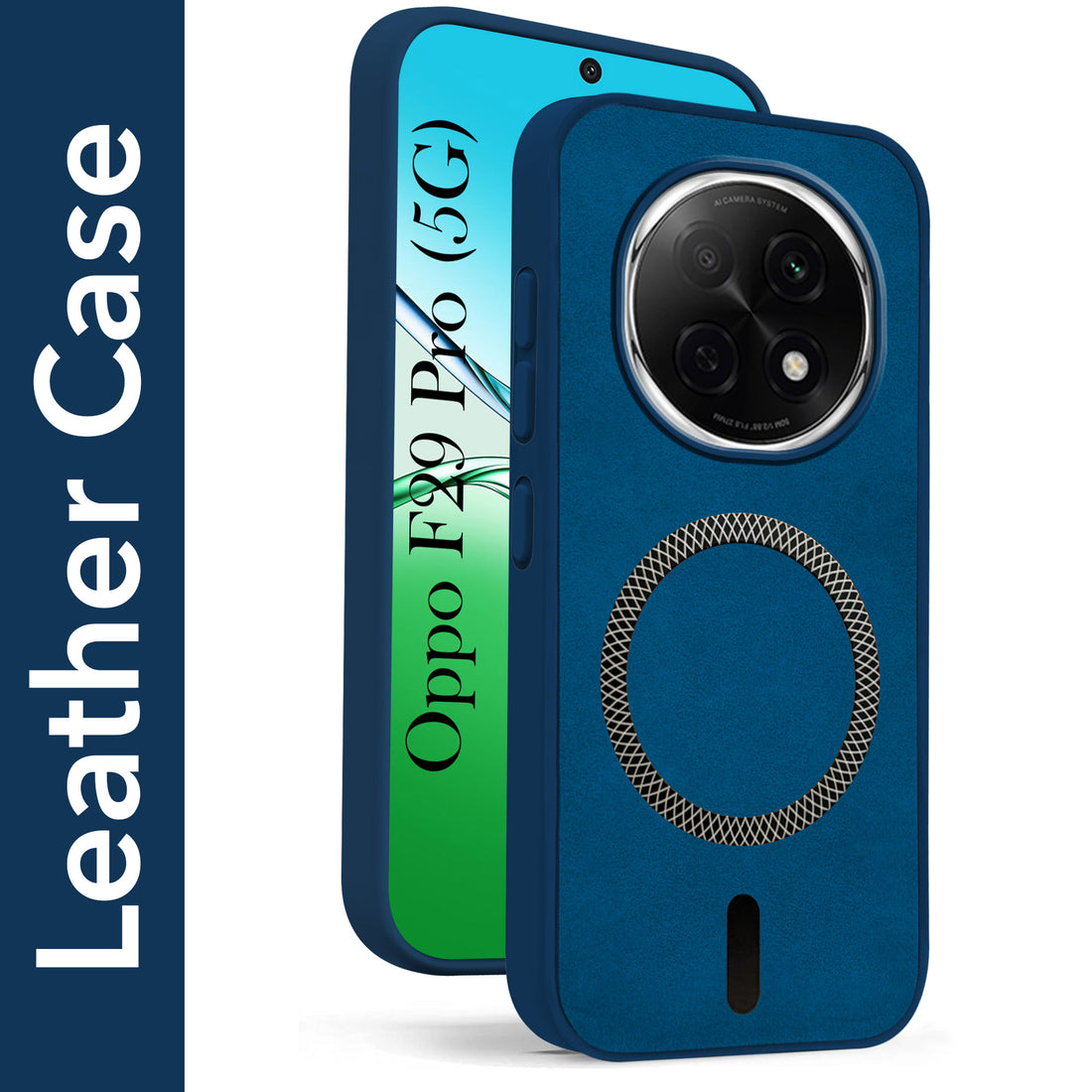 For Oppo F29 Pro Back Cover Case Leather Finish (MagSafe Compatible Wireless Charging | Soft Touch | Camera Bump Protection)