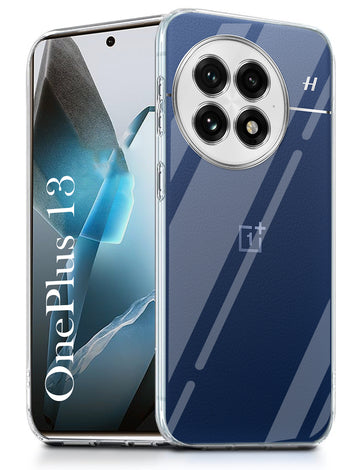 For OnePlus 13 Back Cover (Silicone Clear Shockproof Case with Camera Protection and Dust Plugs | Transparent)