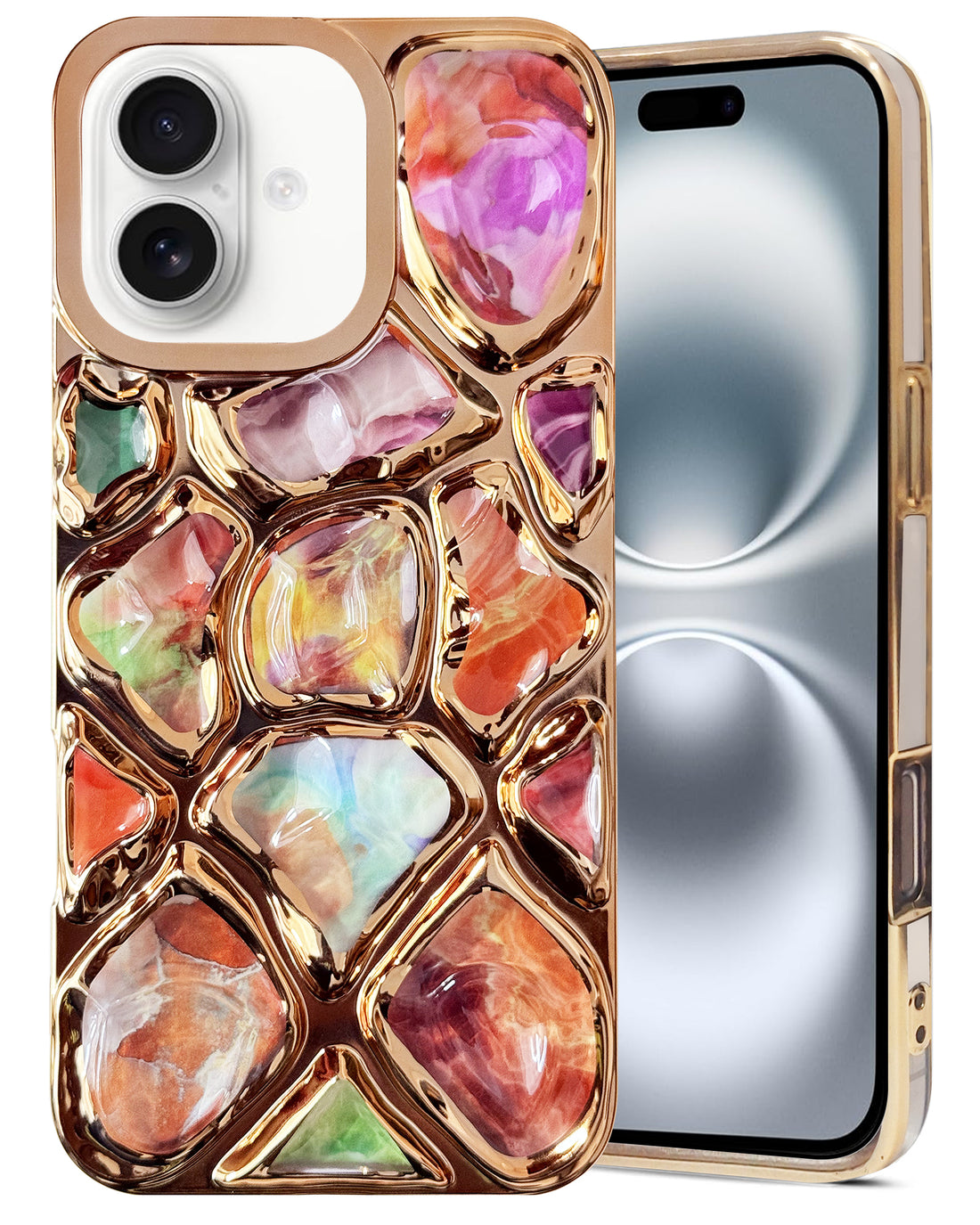 For Apple iPhone 16 Plus Back Cover Case ( Dual Design Glitter Sparkle and Detachable Diamond Print Case | Soft and Flexible)