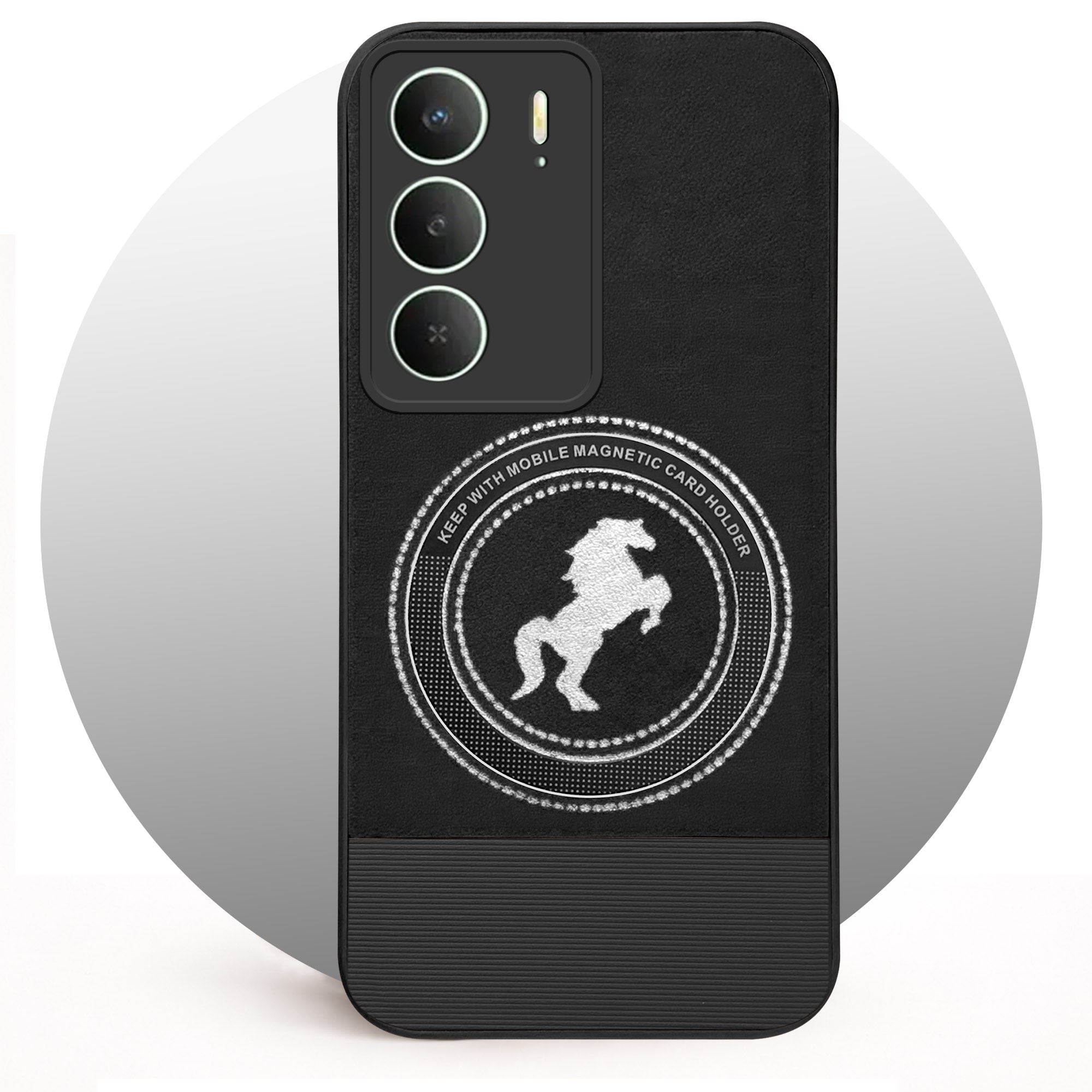 For Realme C73 Back Cover Case PU Leather Finish (Professional Minimalist Texture | MagSafe Compatile | Camera Protection | Sleek Sober Formal)