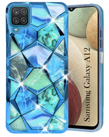 For Samsung Galaxy A12 Back Cover Case (Dual Design Glitter Sparkle and Detachable Diamond Print Case | Soft and Flexible)
