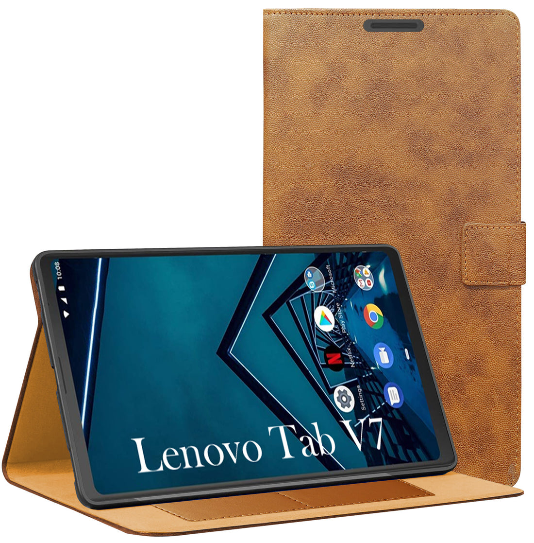 For Lenovo Tab V7 6.95 Inch PB-6505M/6505MC Flip Cover Folio Cover (PU Leather | Multi-Angle Smart Stand | Card Storage Slots | Silicone Back Pouch)
