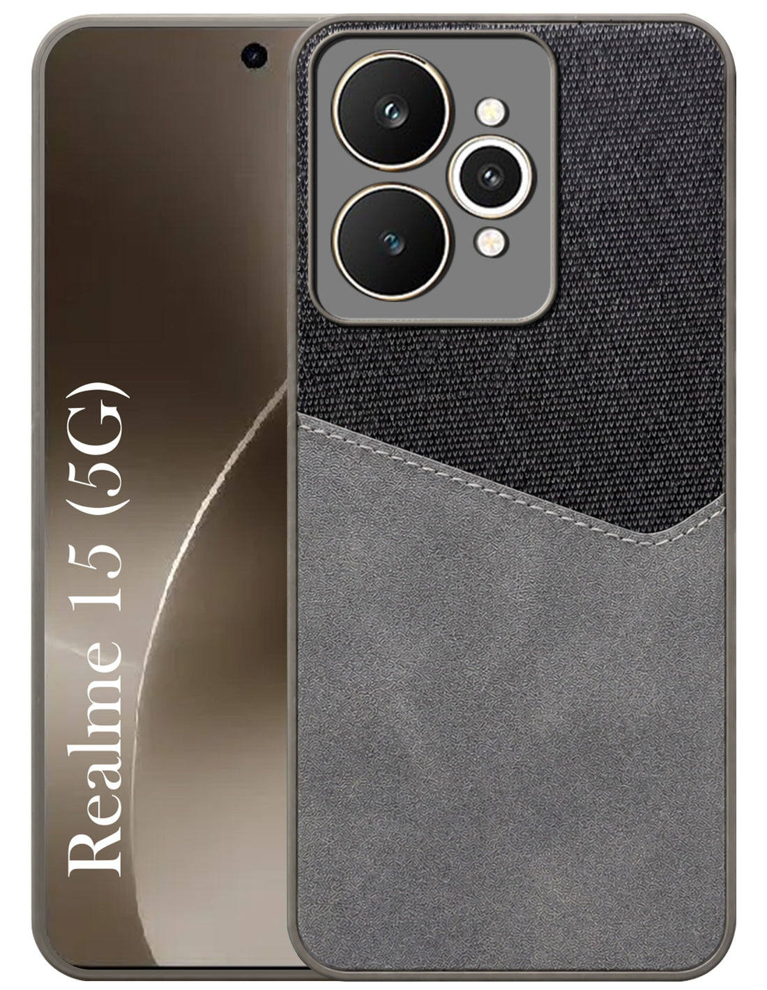 For Realme 15 Back Cover Case (Dual PU Leather Stitch | Professional Minimalist | Soft and Flexible)