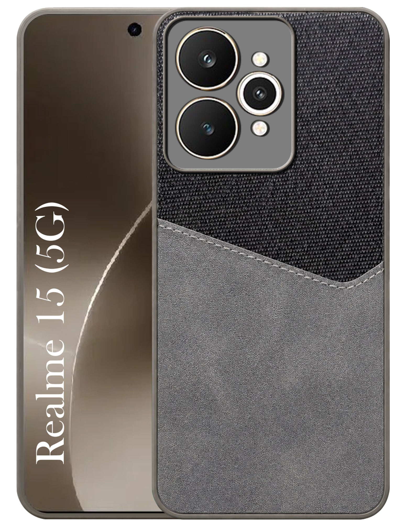 For Realme 15 Back Cover Case (Dual PU Leather Stitch | Professional Minimalist | Soft and Flexible)