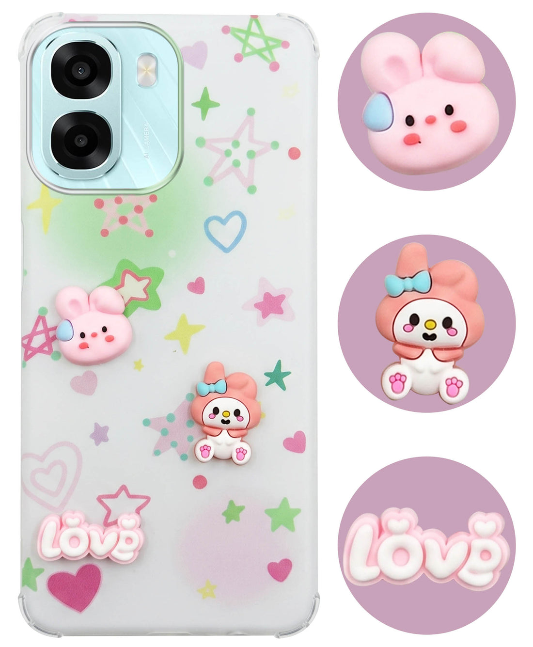 For Oppo A6X | Oppo A6S Back Cover Case (3D Cute Cartoons | Hard Back Side Soft | Matte Premium Finish | HD Printing)