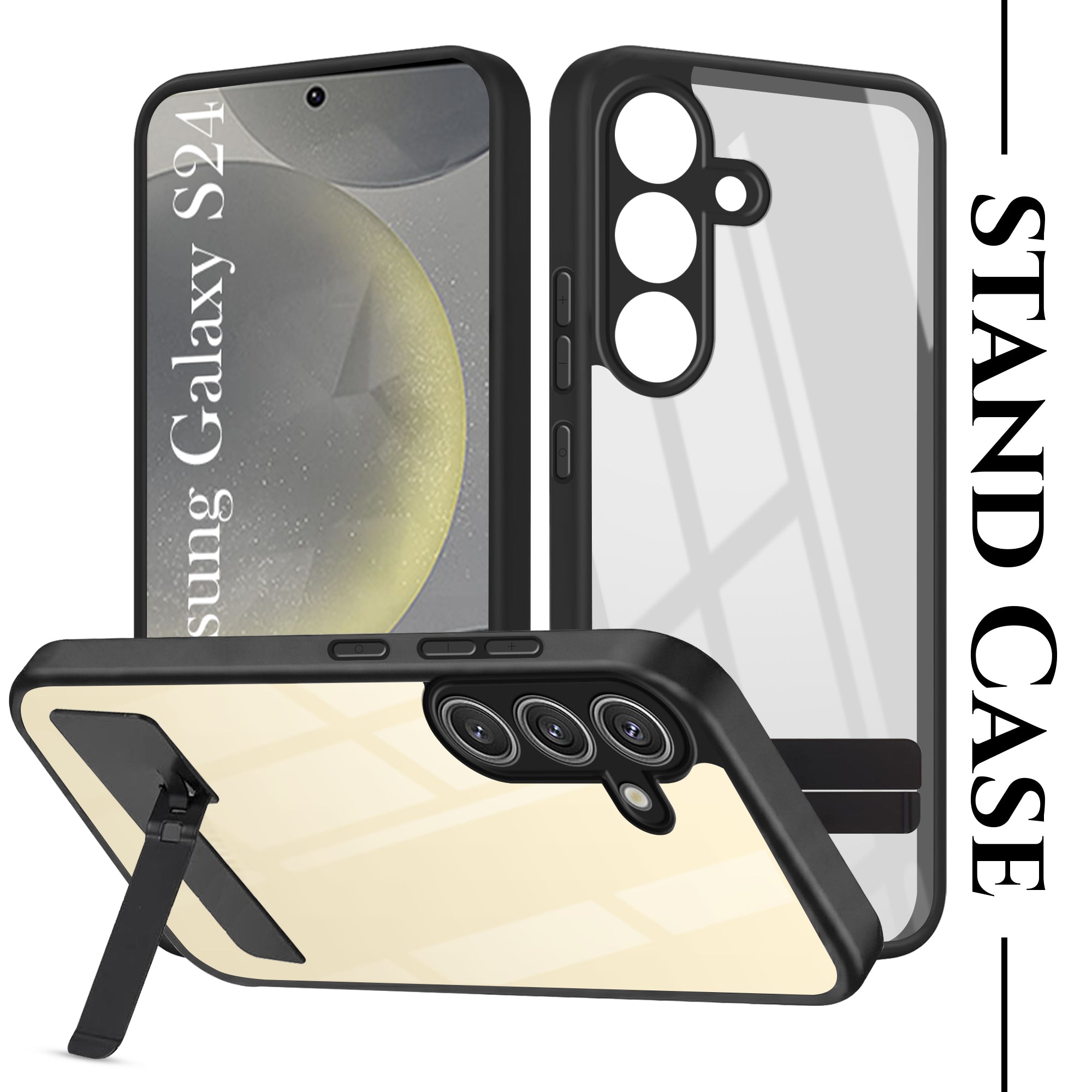 For Samsung Galaxy S24 Back Cover Case (Built-in Stand | Lifetime Anti Yellow | Kickstand Shockproof | Camera Protection | MagSafe Compatible)