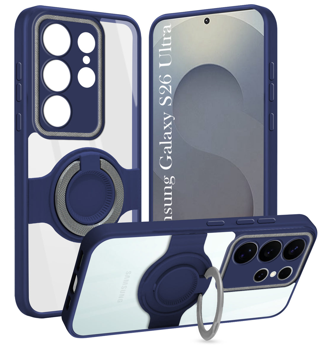 For Samsung Galaxy S26 Ultra Back Cover Case with stand (Built-in Ring Holder Kickstand | Lifetime Anti Yellow | Camera Protection)
