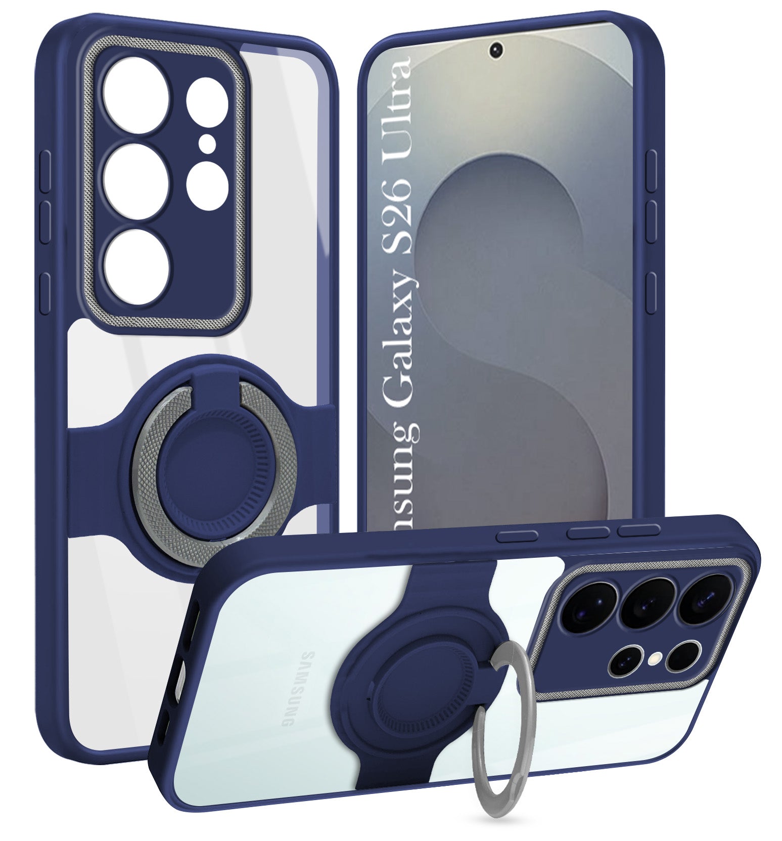 For Samsung Galaxy S26 Ultra Back Cover Case with stand (Built-in Ring Holder Kickstand | Lifetime Anti Yellow | Camera Protection)