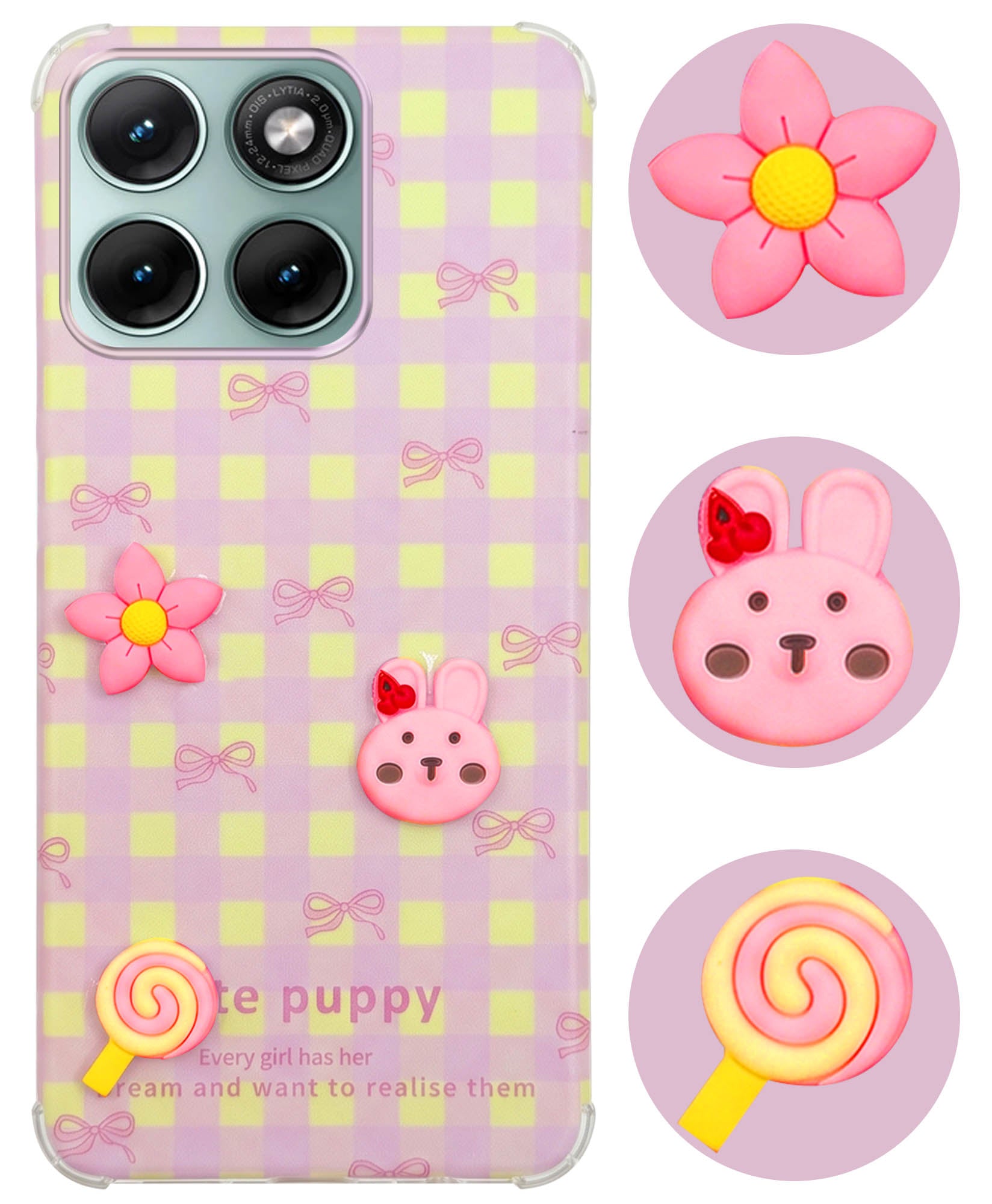 For Motorola Moto Edge 70 Fusion Back Cover Case (3D Cute Cartoons | Hard Back Side Soft | Matte Premium Finish | HD Printing)