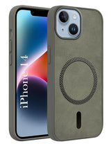 For Apple iPhone 14 Back Cover Case (Sleek Leather Finish | MagSafe Compatible Wireless Charging | Camera Bump Protection)