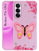 For Realme P4x Back Cover Case (Soft Butterfly Embroidery | Women Teen Girls | Camera Protection| Matte Silicone)