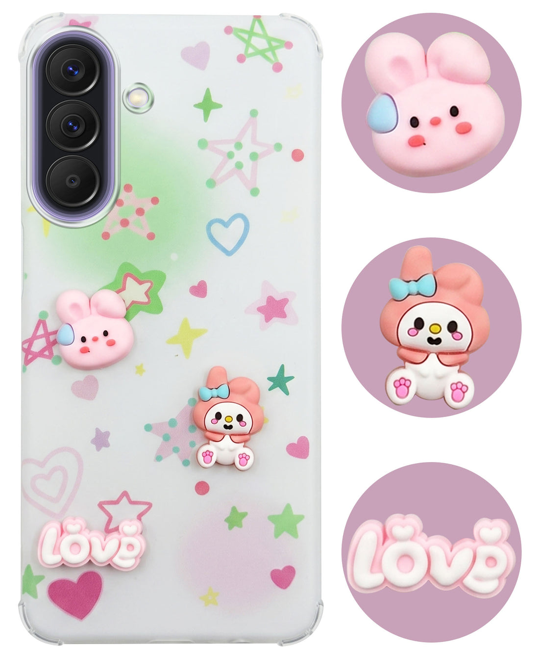 For Samsung Galaxy A37 5G Back Cover Case (3D Cute Cartoons | Hard Back Side Soft | Matte Premium Finish | HD Printing)