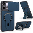 For Oppo Reno14 5G | Oppo Reno 14 5G Back Case Cover Metallic (Hybrid Armor Kickstand | Sliding Shutter Camera Protection | MagSafe Compatible)