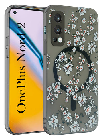 For OnePlus Nord 2 Back Cover Case (Cute Floral Design | Flower Print for Girls | MagSafe Compatible Wireless Charging)