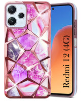 For Redmi 12 4G Back Cover Case (Dual Design Glitter Sparkle and Detachable Diamond Print Case | Soft and Flexible)
