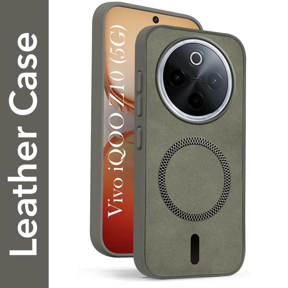 For Vivo iQOO Z10 Back Cover Case Leather Finish (MagSafe Compatible Wireless Charging | Soft Touch | Camera Bump Protection)
