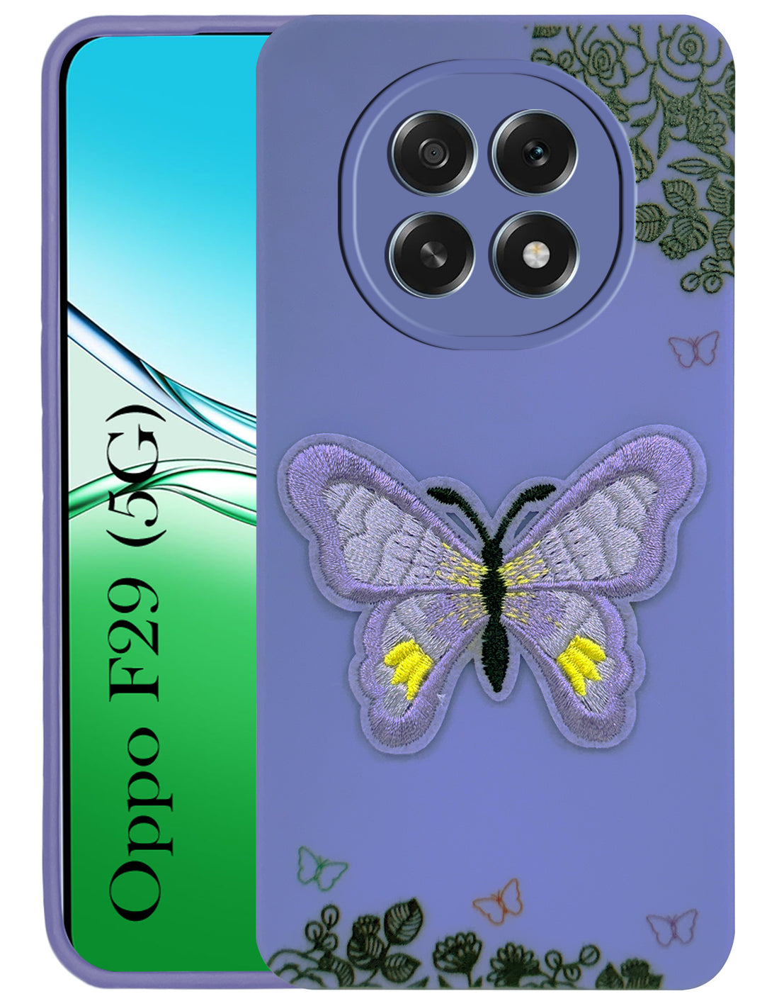 For Oppo F29 Back Cover Case(Soft Butterfly Embroidery | Women Teen Girls | Camera Protection| Matte Silicone)