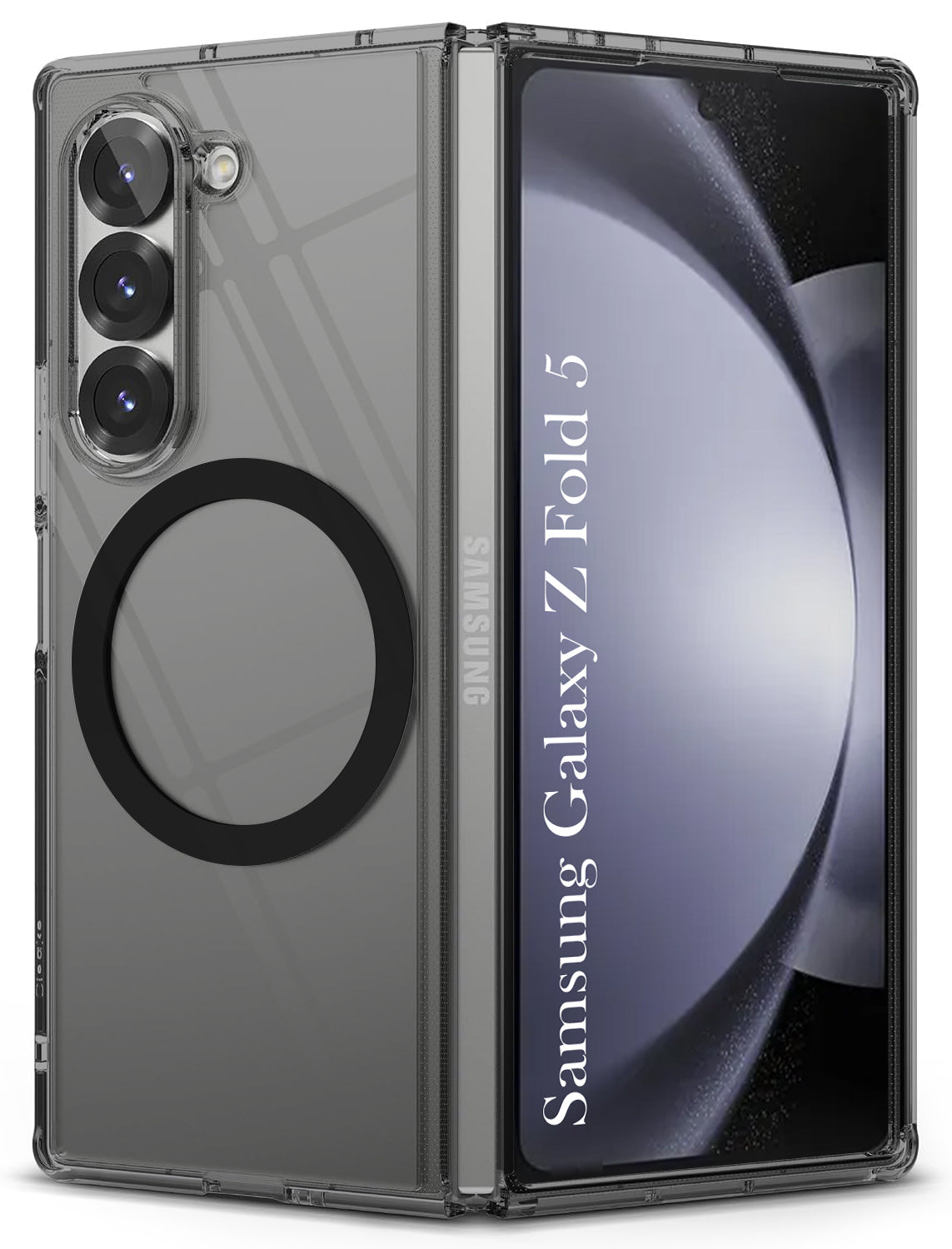 For Samsung Galaxy Z Fold 5 Back Cover Case Lifetime Anti-Yellow Clear (Magnetic Charging Support | Sleek Hard Crystal | Shockproof and Camera Protection)