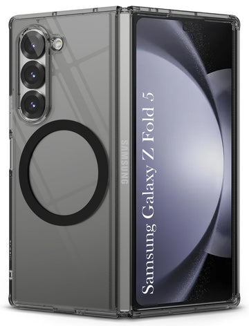 For Samsung Galaxy Z Fold 5 Back Cover Case Lifetime Anti-Yellow Clear (Magnetic Charging Support | Sleek Hard Crystal | Shockproof and Camera Protection)