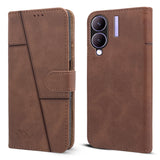 For Vivo Y17s Flip Cover Case (Stitched Leather with Magnetic Closure)