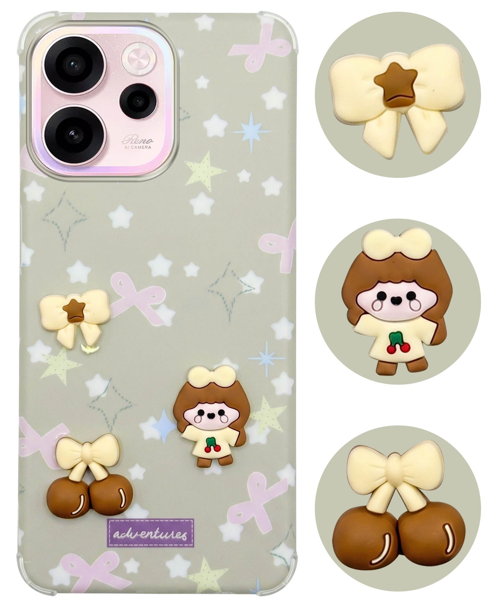 For Oppo Reno 15c Back Cover Case (3D Cute Cartoons | Hard Back Side Soft | Matte Premium Finish | HD Printing)