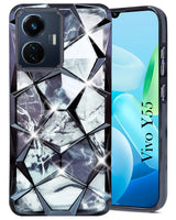 For Vivo Y55 4G Back Cover Case (Dual Design Glitter Sparkle and Detachable Diamond Print Case | Soft and Flexible)