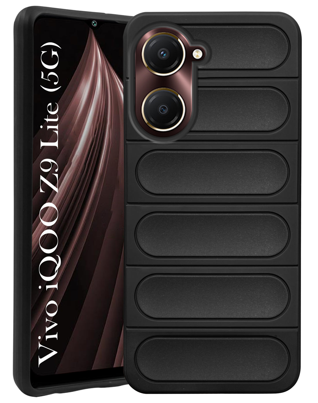 For Vivo iQOO Z9 Lite 5G Back Cover Case(Matte Liquid Silicone | Professional Micro-Fiber Cloth Inside | Camera Protection Ring | Wave Black)