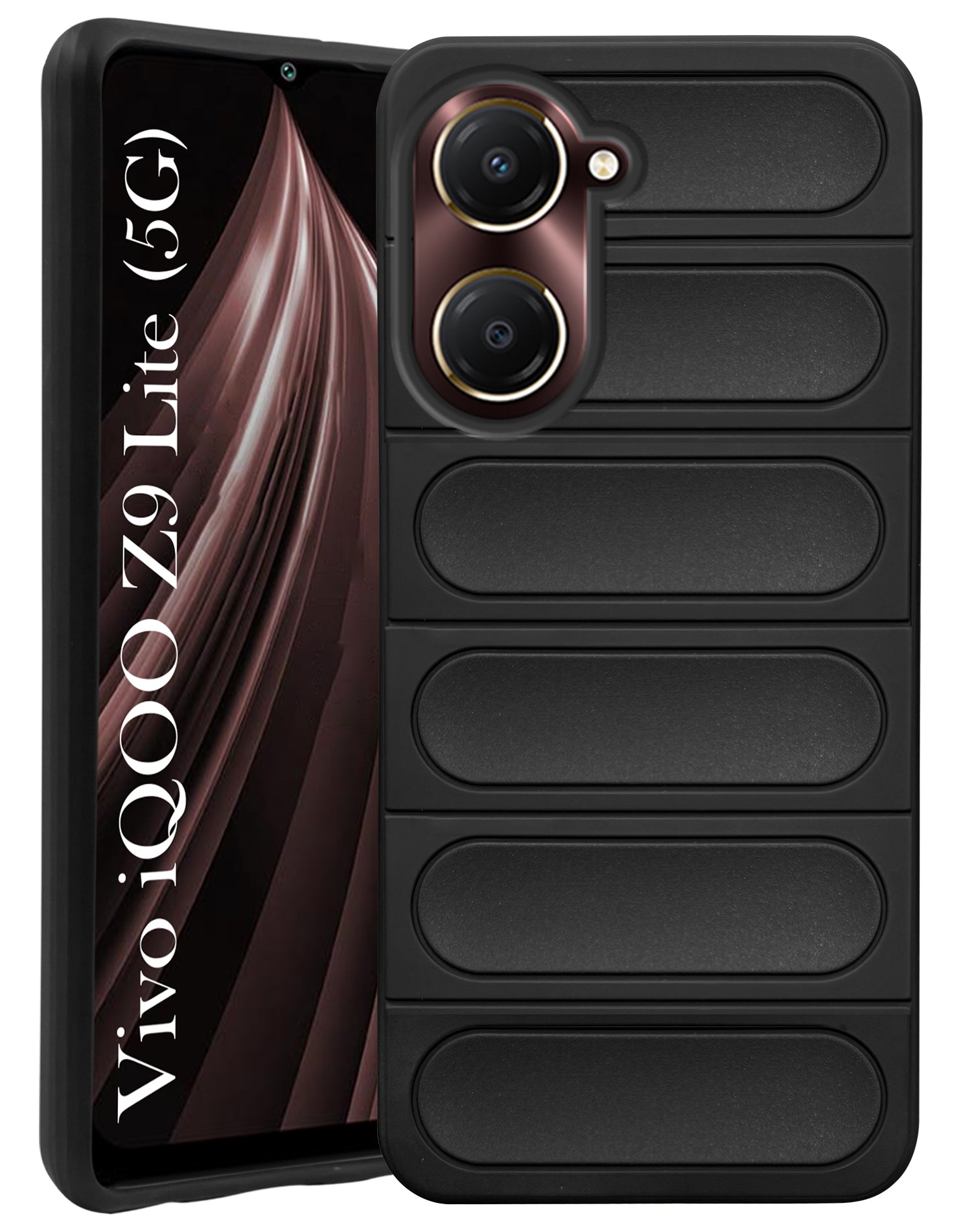 For Vivo iQOO Z9 Lite 5G Back Cover Case(Matte Liquid Silicone | Professional Micro-Fiber Cloth Inside | Camera Protection Ring | Wave Black)