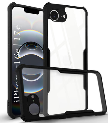 For iPhone 16e | iPhone 17e Back Cover Case (Shockproof with Polycarbonate Clear Panel | Professional Black)